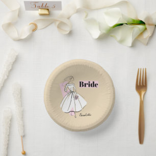 Fashion Bride Neutral Bride Name paper plates