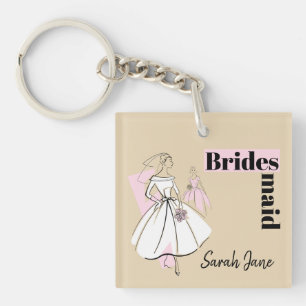 Fashion Bride Neutral Bridesmaid keychain