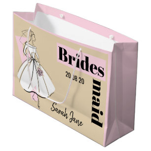 Fashion Bride Neutral Bridesmaid large pink Gift Bag