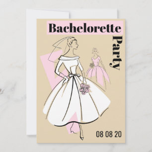 Fashion Bride Neutral Group Bachelorette Party Invitation