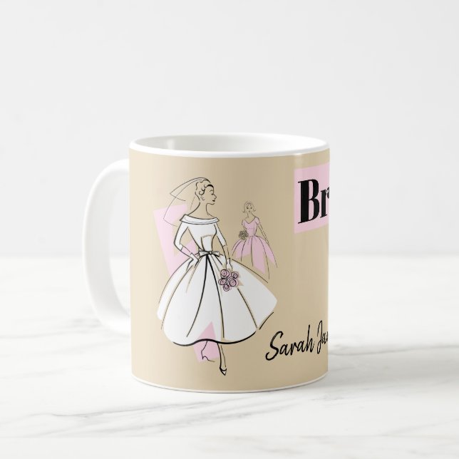 Fashion Bride Neutral Group Bridesmaid Name mug (Front Left)