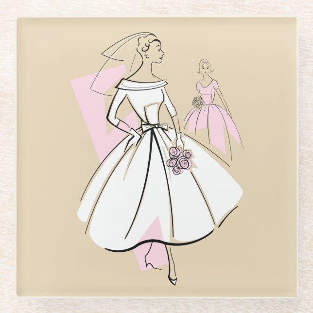 Fashion Bride Neutral Group coaster glass (Front)