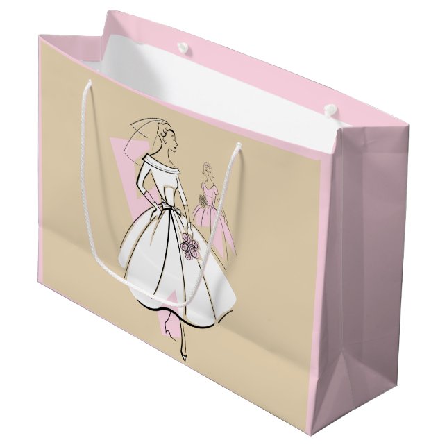 Fashion Bride Neutral Group gift bag large pink (Front Angled)