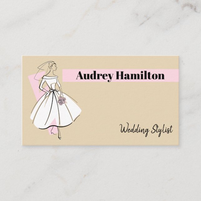 Fashion Bride Neutral Header business card (Front)