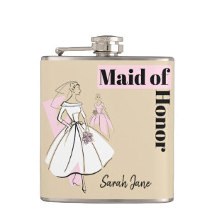Fashion Bride Neutral Maid of Honour Name flask