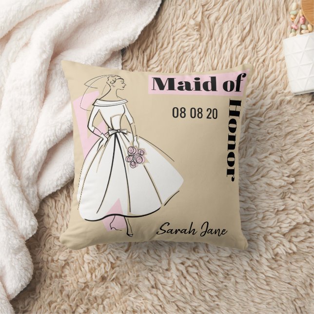 Fashion Bride Neutral Maid of Honour pink back Cushion (Blanket)