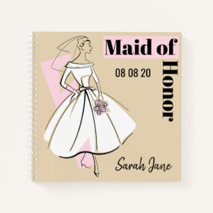 Fashion Bride Neutral Maid of Honour square Notebook