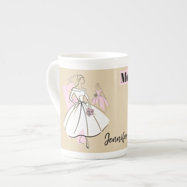 Fashion Bride Neutral Mother Bride Name bone china Mug (Front Left)