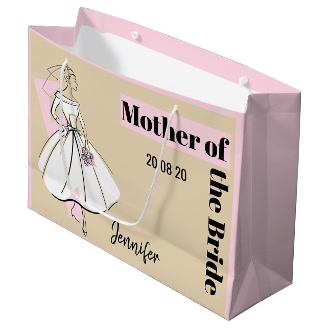 Fashion Bride Neutral Mother of Bride large pink Gift Bag (Front Angled)