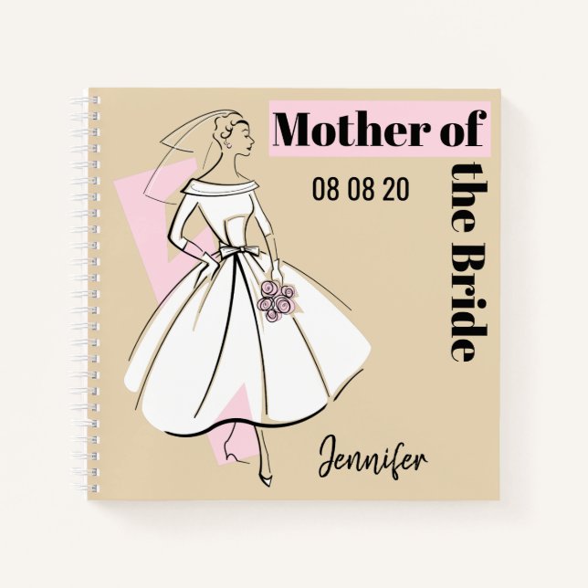 Fashion Bride Neutral Mother of Bride square Notebook (Front)