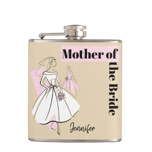 Fashion Bride Neutral Mother of the Bride Name Hip Flask