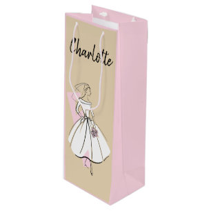 Fashion Bride Neutral Name pink wine Gift Bag