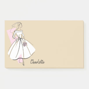 Fashion Bride Neutral Name post-it notes
