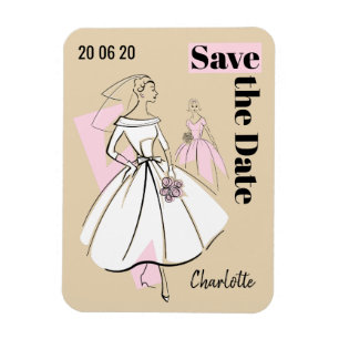 Fashion Bride Neutral Save the Date flexible Magnet