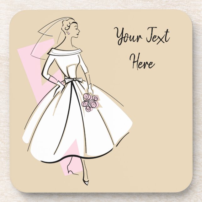 Fashion Bride Neutral Text coaster cork back (Front)