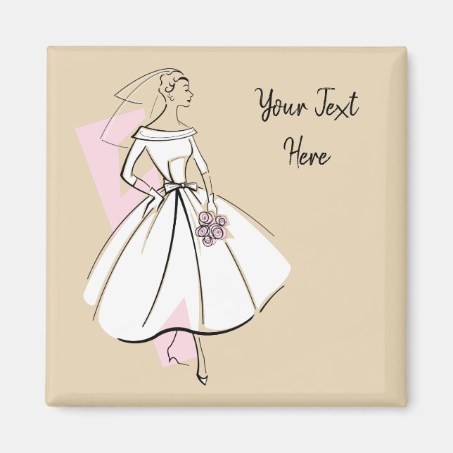 Fashion Bride Neutral Text magnet square (Front)