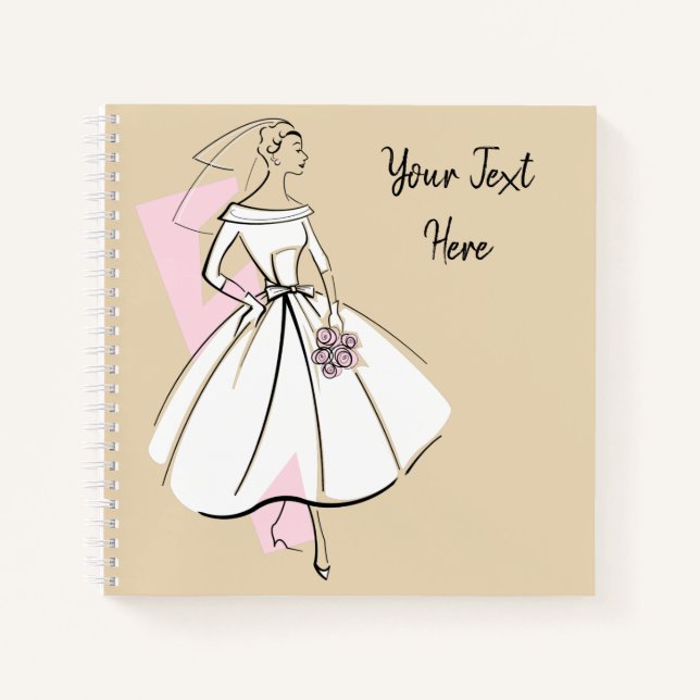 Fashion Bride Neutral Text notebook square (Front)