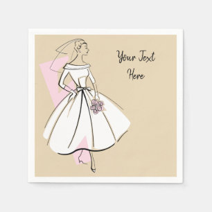 Fashion Bride Neutral Text paper napkins