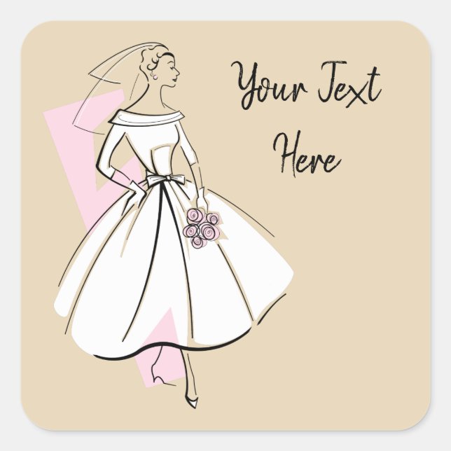 Fashion Bride Neutral Text square Sticker (Front)