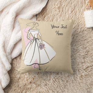 Fashion Bride Neutral Text throw pillow