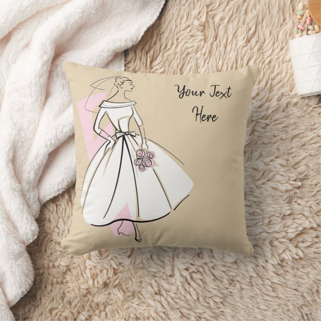 Fashion Bride Neutral Text throw pillow (Blanket)