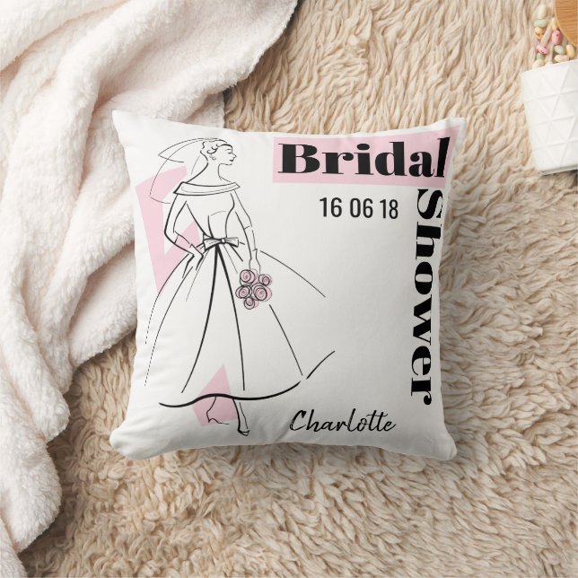 Fashion Bride Pink Bridal Shower multi back Cushion (Blanket)