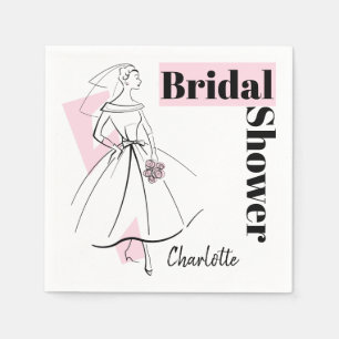 Fashion Bride Pink Bridal Shower Name Napkin