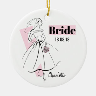 Fashion Bride Pink Bride Date Name ornament