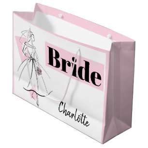 Fashion Bride Pink Bride Name gift bag large pink