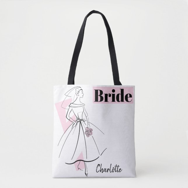 Fashion Bride Pink Bride tote Bag (Front)