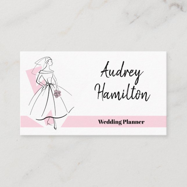 Fashion Bride Pink business card pink back (Front)