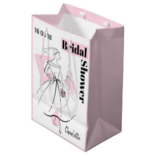 Fashion Bride Pink Group Bridal Shower medium pink Gift Bag