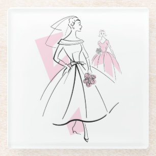 Fashion Bride Pink Group coaster glass