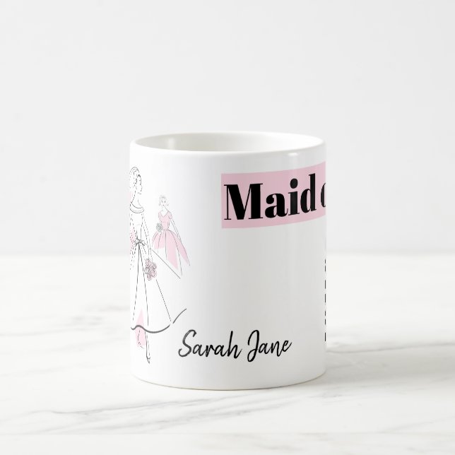 Fashion Bride Pink Group Maid of Honour Name mug (Center)