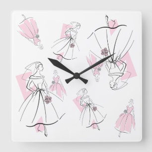 Fashion Bride Pink Group  Multi clock square