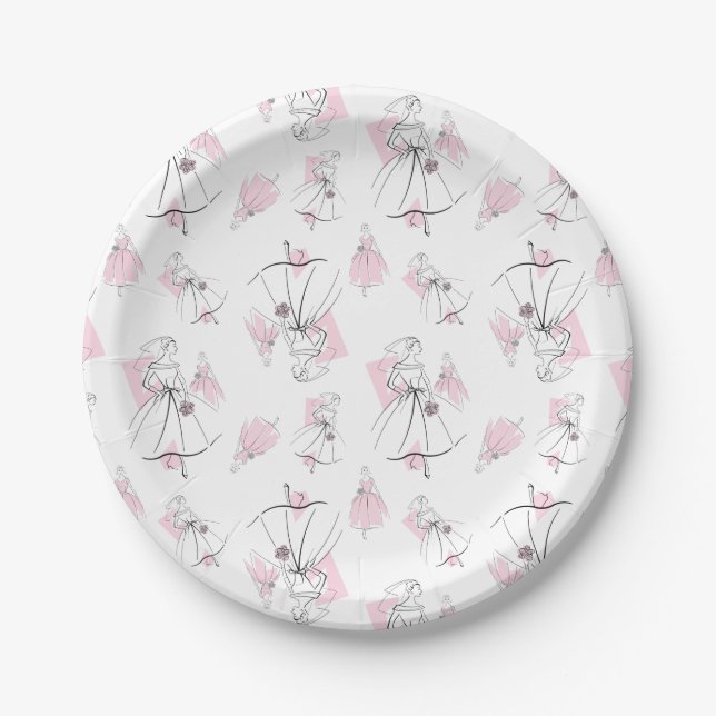 Fashion Bride Pink Group Multi paper plates (Front)
