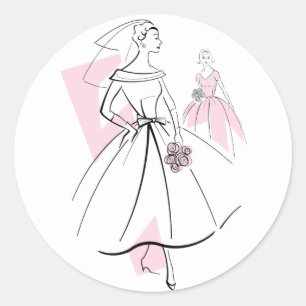 Fashion Bride Pink Group sticker round
