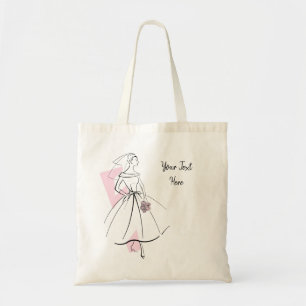 Fashion Bride Pink Group Text budget tote Bag