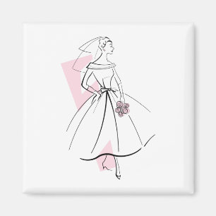 Fashion Bride Pink magnet square