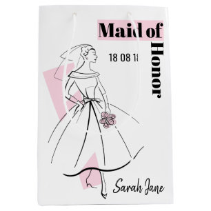 Fashion Bride Pink Maid of Honour gift bag medium