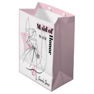 Fashion Bride Pink Maid of Honour medium pink Gift Bag