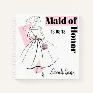 Fashion Bride Pink Maid of Honour notebook square