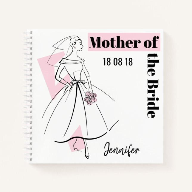 Fashion Bride Pink Mother of Bride notebook square (Front)