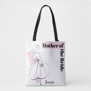 Fashion Bride Pink Mother of the Bride Name tote Bag