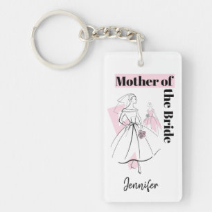 Fashion Bride Pink Mother of the Bride rectangle Key Ring