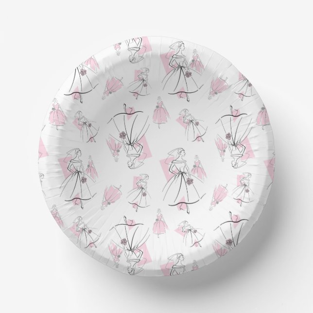 Fashion Bride Pink Multi Paper Plate (Front)