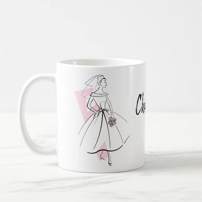 Fashion Bride Pink Name mug (Left)