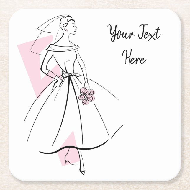 Fashion Bride Pink Text coaster (Front)