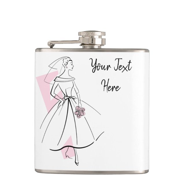 Fashion Bride Pink Text flask (Front)