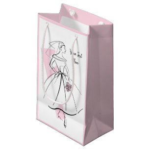Fashion Bride Pink Text gift bag small pink